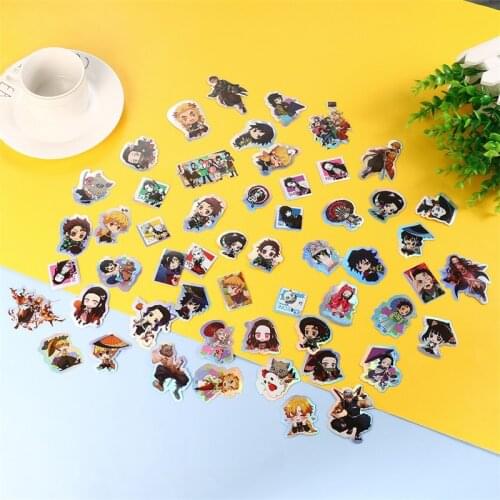 Anime Demon Slayer Kimetsu No Yaiba Jujutsu Kaisen Waterproof PVC Laser Sticker Nezuko Refrigerator Cup Suitcase Stickers M52