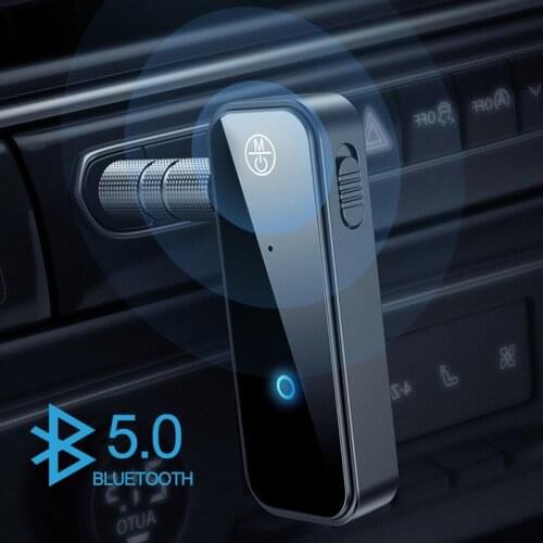 JINSERTA Car Handsfree Bluetooth 5.0 Receiver Transmitter 3.5mm AUX Long Standby Audio Adapter for Car TV Headphones