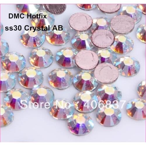 Free Shipping! 288pcs/Lot, ss30 (6.3-6.5mm) High Quality DMC Crystal AB Iron On Rhinestones / Hot fix Rhinestones