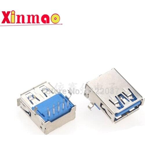 Free shipping 5 Pcs USB 3.0 Type DIP Type A Female Right Angle 9 Pin DIP Socket Connector 90 degrees
