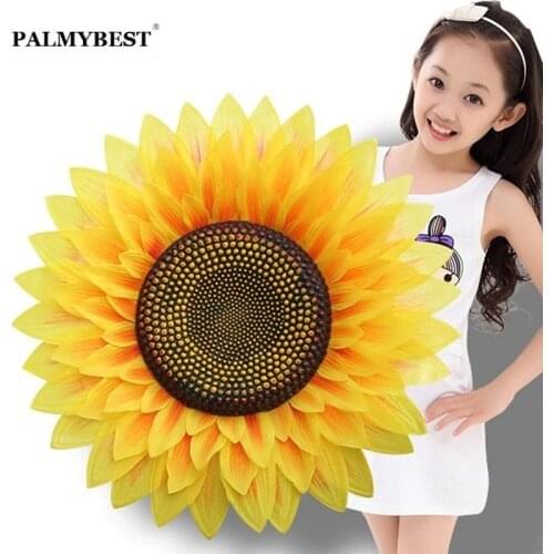 Big size artificial silk sunflower yellow polyester flower for Home Decorative & dance props Performing props