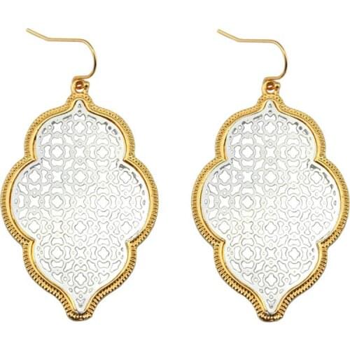 Two Tone Filigree Moroccan Earrings for Women Hot Fashion StatementAlloy Earrings Drop Earrings Jewelry Earring Wholesale