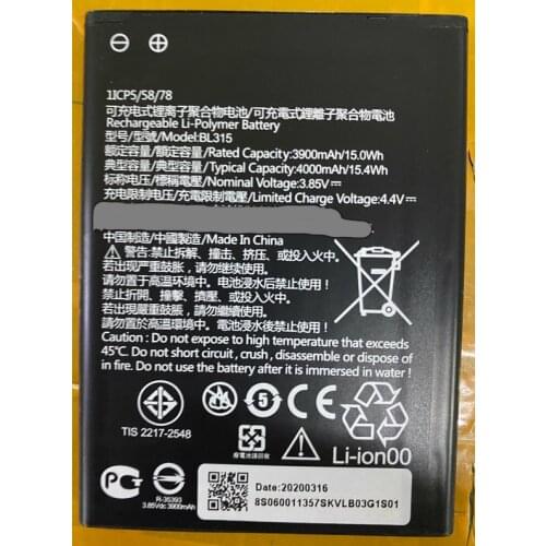 HST New Battery 4000mAh BL315 Battery For Lenovo A7 Mobile Phone High Quality NEW Batteries