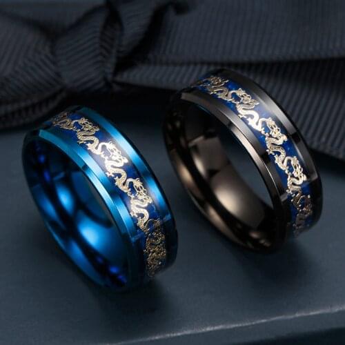 Matt Cover Band Chinese Style Dragon Pattern Accessories For Finger Ring Stainless Steel Jewelry Business Suit Match Fingerstall