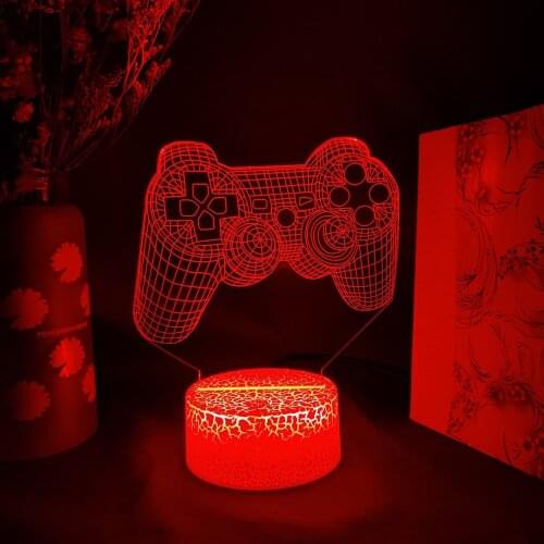 Creative 3D Illusion Gamepad Shape LED Night Light 7 Color Changing Desk Night Lamp for Kids Child Bedroom Decor Game Shop Decor