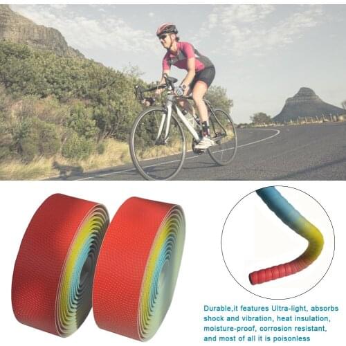 Road Bike Bicycle Handlebar Tape Rainbow Color Belt Cycling Handle Belt Non Slip Absorb Sweat Comfort Gel With End Plugs Bar