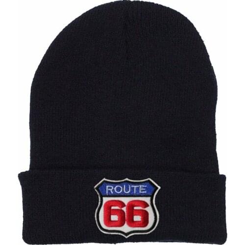 Route 66 Knit Hat Winter Hats Casual Beanie For Men Women Fashion Knitted Winter Hat Hip-hop Skullies Hat
