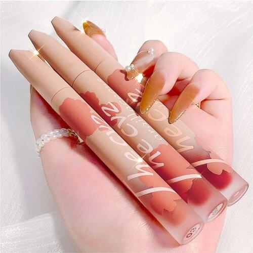 Fashion matte lip gloss nude appearance long lasting waterpoof women cosmetic Rose red brown liquid lipstick AC408