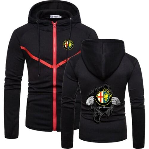 2020 Men Alfa Romeo Logo New Quality Comfortable Hoodie Fitness Solid Color Style Muscle Sportswear Zipper Hooded Sweatshirts
