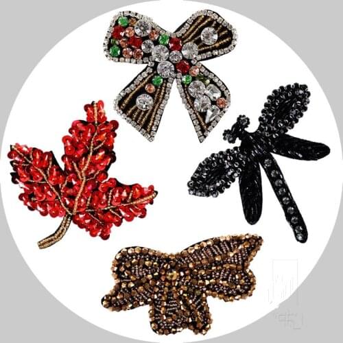 Maple Leaf Patches Sew On Embroidered Patch Bow Tie Applique for Garment T Shirts Pants Bags Shoes DIY Craft Supplies