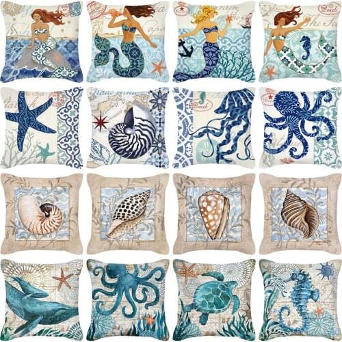 2021 new retro Mediterranean ocean digital print peach velvet pillow cushion set living room decoration pillow