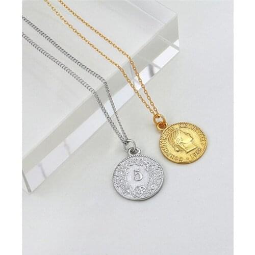 Sole Memory Penny Coin Queen Retro Simple 925 Sterling Silver Clavicle Chain Female Necklace SNE535
