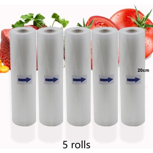 BPA FREE 5 Rolls/Lot Vacuum bag Storage Bags for Sealer Vacuum Packer Packing 20cm*500cm Food Vacuum Sealer Bag