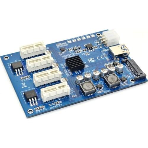 PCI-E X1 To 4 PCI-E X16 Expansion Adapter Kit 1 To 4 Port PCI Express Switch Multiplier HUB 6 Pin Sata USB Riser Card For BTC