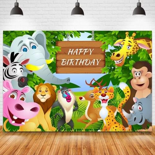 Custom Name Wild Animal Jungle Forest Safari Backdrops For Baby Shower Birthday Party Photography Photo Studio Backgrounds Props
