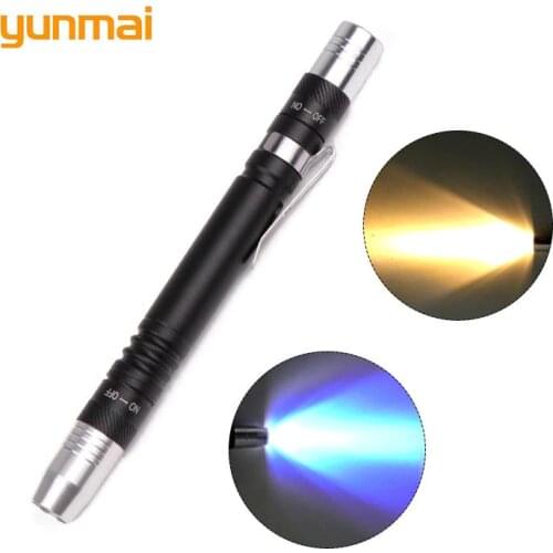 Pen Light Mini Portable Led Flashlight 2000 Lumens 1 Switch Mode Led Flashlight For The Dentist Xpe White Light Purple Light