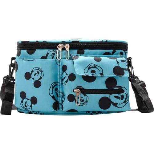 Disney Practical Multifunctional Canvas Mickey Mouse Print Mommy Bag Childrens Stroller Crossbody Large Capacity Bag Female Bag