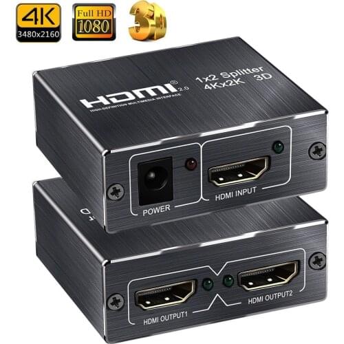 Navceker UHD 4K HDMI 2.0 Splitter 1x2 Support HDCP 1.4 3D HDMI Splitter 2.0 4K 1 Input 2 Output Switch Box For Blu-ray DVD HDTV