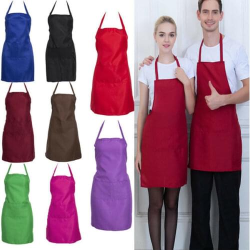 Adjustable Bib Apron Dress Men Women Restaurant Chef Classic Cooking With Pockets Butcher Craft Baking Kitchen Cooking BBQ