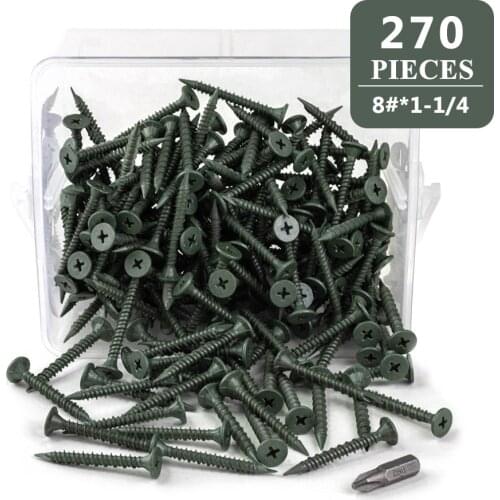 Flat Head Phillips Ruspert-Coated High-Low Thread Self Drilling Concrete Screws 270 pcs