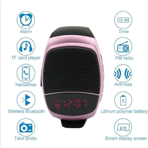 New Wireles Wristband Super Bass Bluetooth Speaker Smart Watch Sports Music Player Call Play FM Radio Self-timer Support TF Card