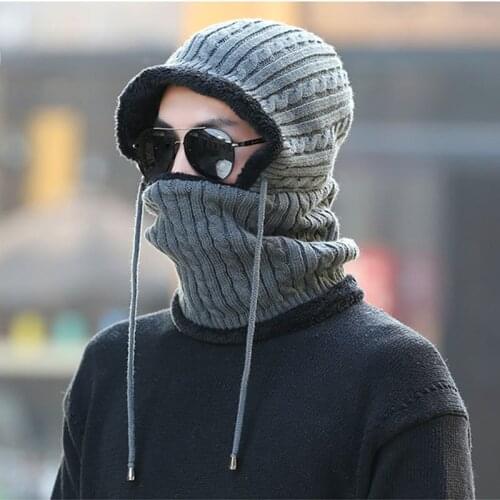 Unisex Knitted Beanies Hat Outdoor Riding Windproof Mask Ear Protect Balaclava winter hats for women men Warm Knitted Cap