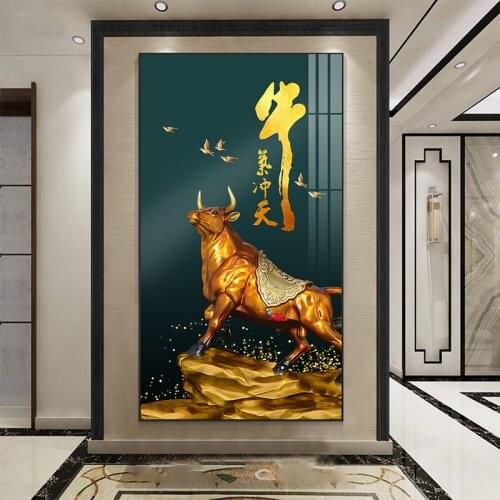 Zozack Vertical version bullish Chinese Printed Cross Stitch Cattle Embroidery Kits 11CT Cotton Thread Painting DIY Needlework