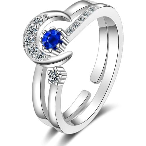 WANGAIYAO Blue Moon Star Adjustable Ring Transparent Ring Womens Wedding Engagement Fashion Bracelet