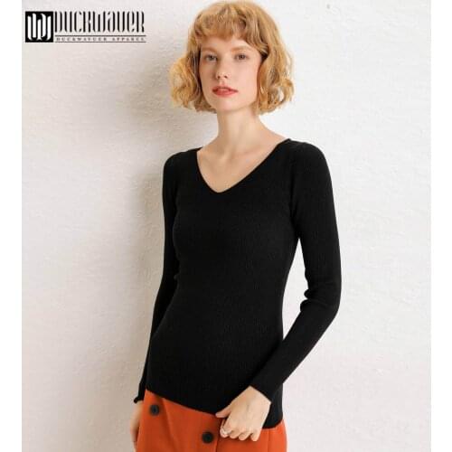 Chic casual Autumn Winter Basic Sweater pullovers Women v-neck Solid Knit Slim Pullover female Long Sleeve warm Khaki Sweater