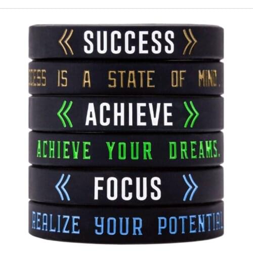 1pcs Success Achieve Focus sport inspire inspirational motivational body building silicone wristband rubber band bracelet