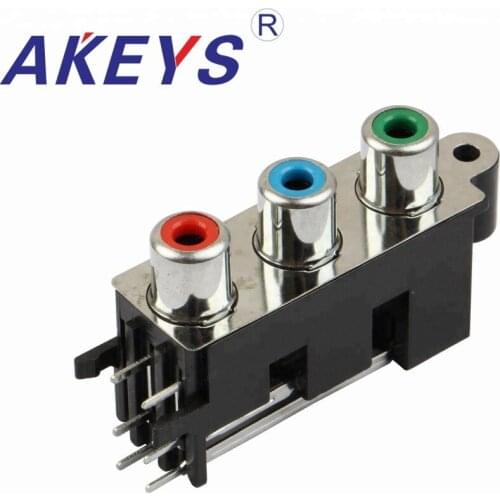 10PCS AV3-8.4-15D Audio Video Conector 3 RCA Female Jack Outlet Board Black AV Concentric socket