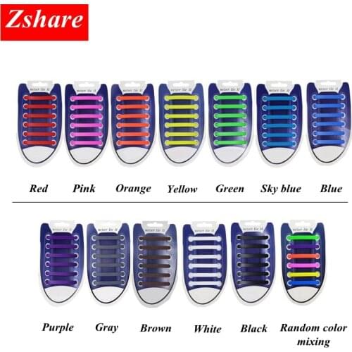 12Pc/Set Elastic Silicone Shoelaces No Tie Shoe Laces Kids Adult Quick Shoelace for Men Women Lacing Rubber Zapatillas 13 Colors