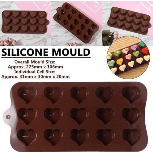 15Cavity Heart Silicone Chocolate Mold DIY Heart Cloud Cake Candy Mold Handmade Soap Wax Melt Tray Kitchen Sugarcraft Bakeware