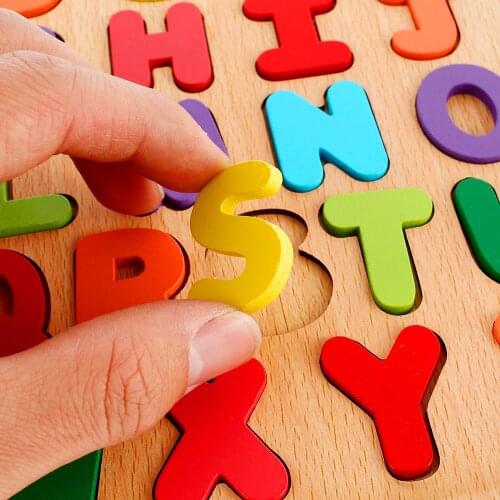 2PCS Kids Wooden Numbers Alphabet Colorful Letter Board Jigsaw Puzzle Digital Board Early Educational Toys For Toddler Baby Gift