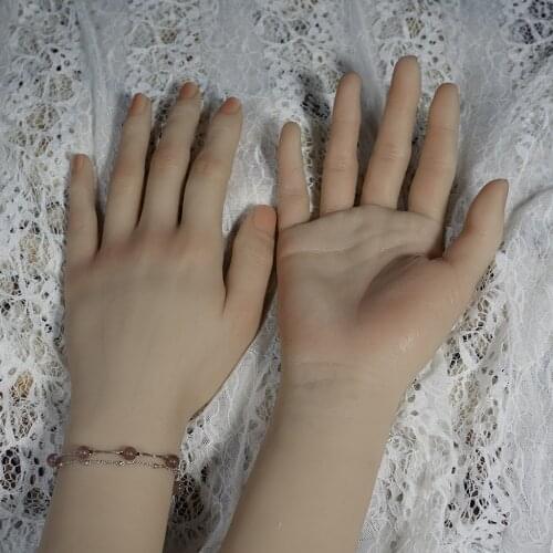 2 Pieces Professional Flexible Soft Silicone Mannequin Model Hand Nail Art Practice/Trainning/Display