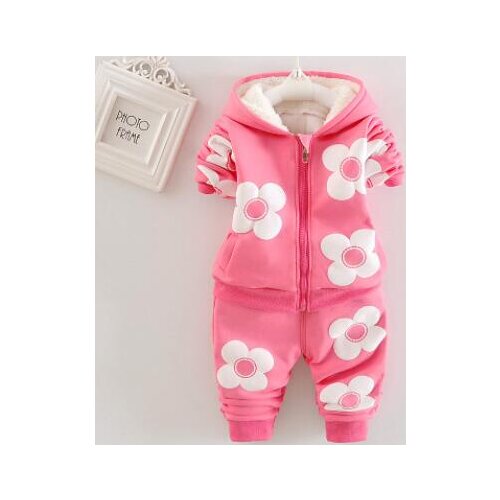 Autumn Winter Children Boys Girls Fashion Clothing Sets Baby Cartoon Hooded Jacket Pants 2Pcs/sets Infant THICK Cotton Tracksuit