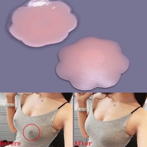 2 Pcs/Pair Reusable Self-Adhesive Silicone Instant Lift Up Breast Nipple Cover Round Flower Shape Invisible Bra Nipple Cover Pad