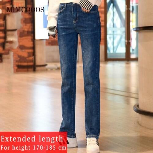 2020 Spring New Style Plus Size Jeans Women Extended Long High-waisted Straight-leg Pants 170-185cm Tall Girls Full Trousers