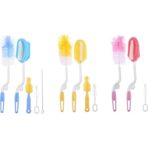 3/4/5pcs Baby Bottle Brushes Set Sponge Nipple Pacifier Cleaner Milk Feeder Cleaning Brush Baby Feeding Tools Baby Care Props