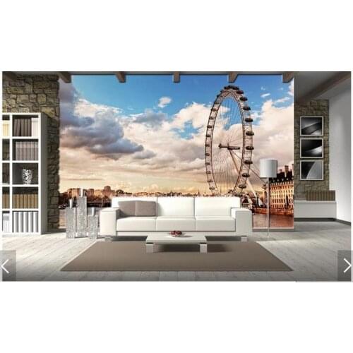 3D photo wallpaper custom 3d wall murals wallpaper The ferris wheel landscape paintings 3d living room decoration