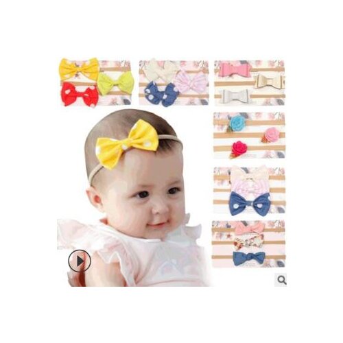 40set/lot 3pcs/set DIY Simple Multi Fabrics Traceless Head Bands Baby Bowknot HeadBands Hair Styling Tools Accessory HA1598