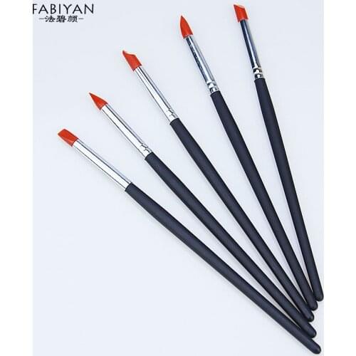 5Pcs/Set Nail Art Silicone Pen Painting Brush Embossing Mixed Shape Head Carving Polish UV Gel Builder DIY Design Manicure Tools