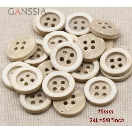 50pcs/lot Size: 15mm Natural Coconut Buttons 4 holes Thick Side Line Button Sewing Accessories (ss-2002)