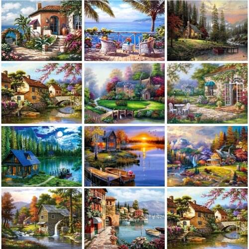 Diamond Painting Country Landscape Embroidery Rhinestone Art Mosaic Fine Home Decoration Painting 5D DIY Customizable
