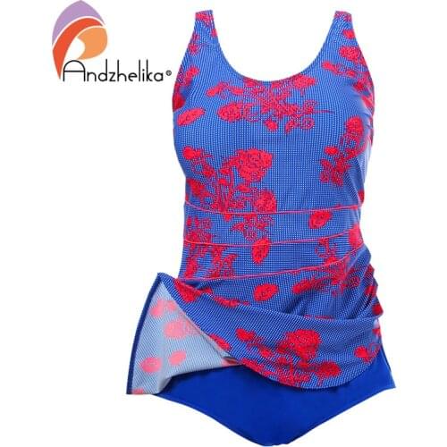 Andzhelika Plus Size Swimsuit New Women One Piece Swimsuit Print Bathing Suit Sexy Unilateral Folds Swimwear Maillot de bain