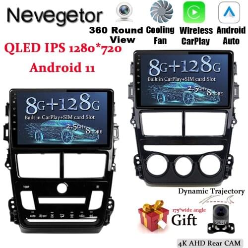 9'' 2 Din Android 11 Car Multimedia Player For Toyota Vios Yaris 2018 2019 2020 GPS Navigation WIFI Radio Camera No DVD