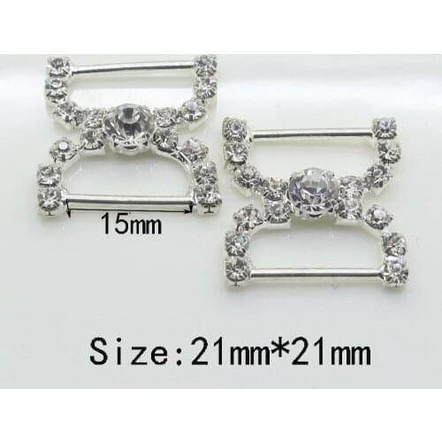 Free shipping 10pc Shiny silver rhinestones buckles 21*21MM wedding supplies card accessory Ribbon slider DIY Bikini Bra buckle