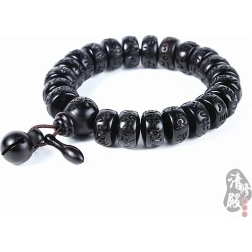 Natural lightning strike wood beads bracelet with a buddhist male hand chain meditation on mens wrist wooden bracelet