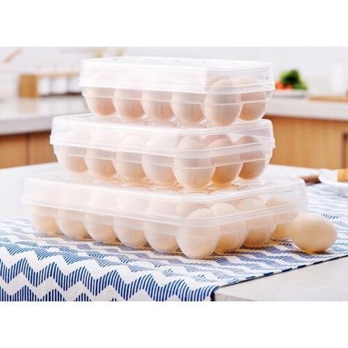 Household Kitchen High Quality PP Transparent Egg Storage Box 10/15/24 Grid Egg Storage Box Refrigerator Storage Organizer