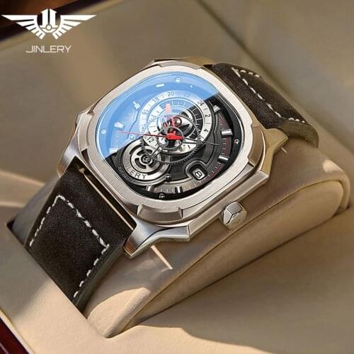 JINLERY Brand Richard Square Watch Mens Mechanical Watch Automatic Waterproof Top Ten Sports Mens Trendy Watches часы мужские